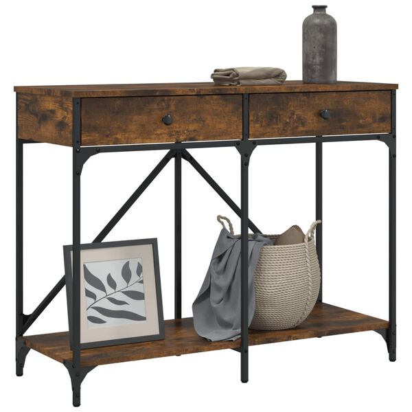 vidaXL Măsuță consolă, stejar fumuriu, 100x39x78,5 cm, lemn prelucrat