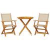 vidaXL Set mobilier bistro, 3 piese, poliratan bej/lemn masiv