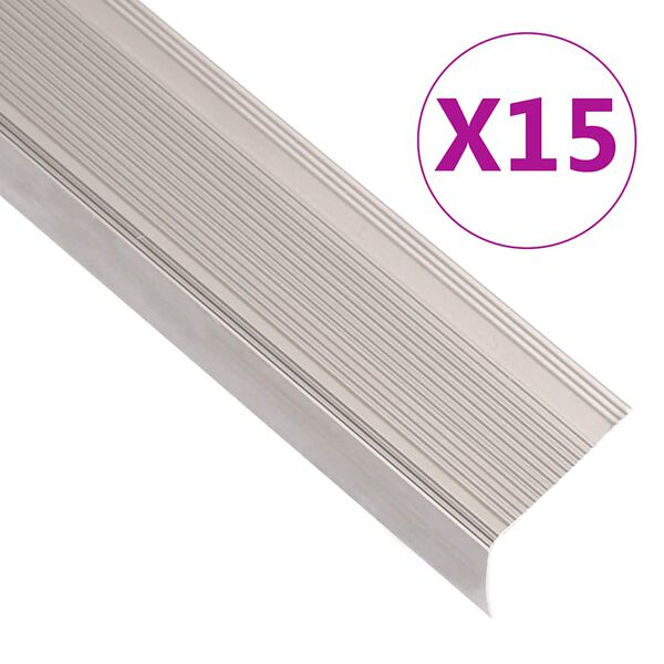 vidaXL Profile trepte &icirc;n formă de L, 15 buc. șampanie 100 cm aluminiu