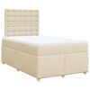 vidaXL Pat box spring cu saltea, crem, 120x200 cm, textil