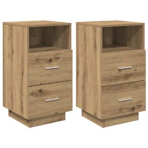 vidaXL Noptiere 2 buc cu 2 sertare Stejar artizanal 36x36x68 cm