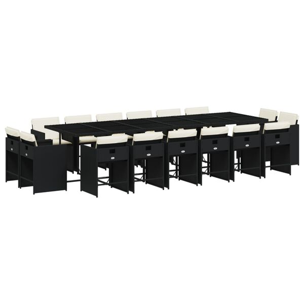 vidaXL Set mobilier de grădină cu perne, 17 piese, negru, poliratan