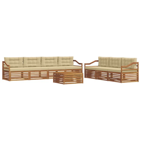 vidaXL Set de canapele de exterior cu pernă 8 pcs Natural și Bej
