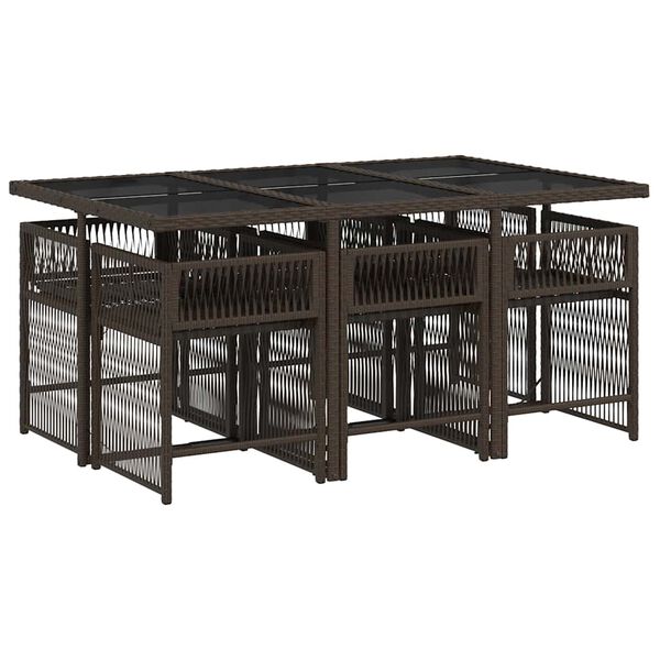 vidaXL Set mobilier de grădină cu perne, 7 piese, maro, poliratan