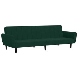 vidaXL Canapea extensibilă cu 2 locuri, verde &icirc;nchis, catifea