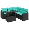 vidaXL Set mobilier grădină perne 6 piese negru poliratan/lemn acacia