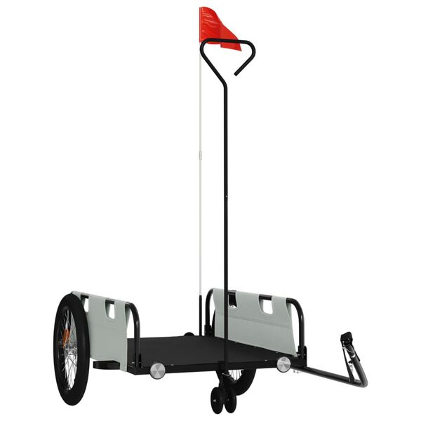 vidaXL Remorcă biciclete, gri și negru, țesătură oxford și fier