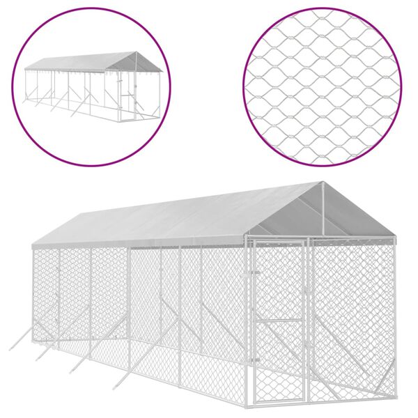 vidaXL Padoc exterior cu acoperiș argintiu 2x10x2,5 m oțel galvanizat