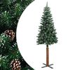 vidaXL Pom Crăciun artificial subțire, lemn și zăpadă, verde, 150 cm