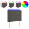 vidaXL Tăblie de pat cu LED, gri &icirc;nchis, 103x16x118/128 cm, catifea