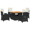 vidaXL Set mobilier de grădină cu perne, 5 piese, negru, poliratan