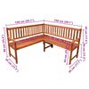vidaXL Bancă de colț grădină, cu perne,150 cm, lemn masiv de acacia
