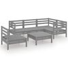 vidaXL Set mobilier de grădină, 6 piese, gri, lemn masiv de pin