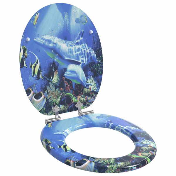 vidaXL Capac de toaletă cu &icirc;nchidere lentă albastru 44 x 38 cm