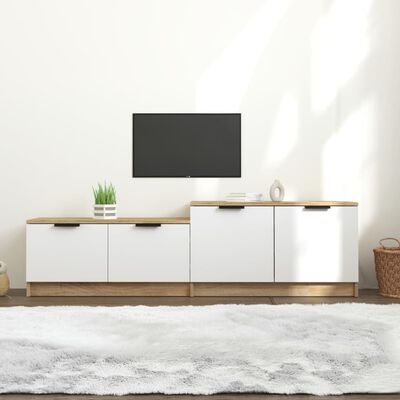 vidaXL Comodă TV, alb și stejar sonoma, 158,5x36x45 cm, lemn prelucrat