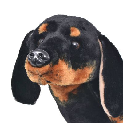 vidaXL Câine din pluș de jucărie teckel, negru, XXL