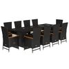vidaXL Set mobilier de exterior cu perne, 11 piese, negru, poliratan