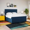 vidaXL Pat box spring cu saltea, albastru, 200x200 cm, textil