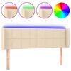 vidaXL Tăblie de pat cu LED, crem, 147x16x78/88 cm material textil