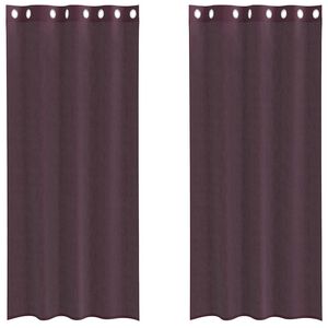 vidaXL Perdele Voile cu Oeli 2 buc Violet 140x245 cm