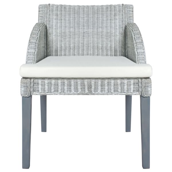 vidaXL Scaun de bucătărie cu pernă, gri, ratan natural