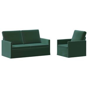 vidaXL Set de canapea 2 pcs Verde &icirc;nchis Catifea
