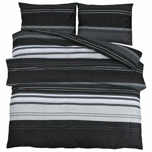 vidaXL Set cu husă de pilotă, dungi negre, 260x240 cm, bumbac