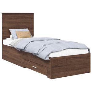 vidaXL Cadru de pat cu headboard Stejar marron și argintiu 70 x 190 cm