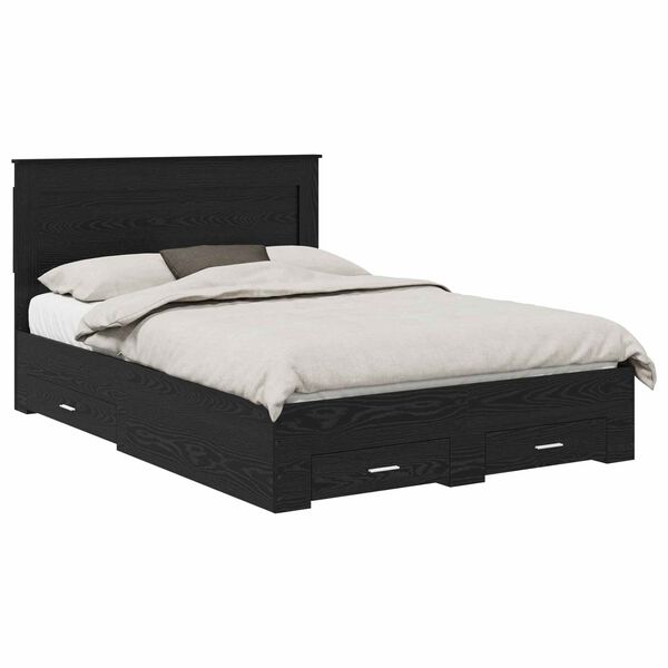 vidaXL Cadru de pat cu sertar cu headboard cu depozitare Lemn compozit