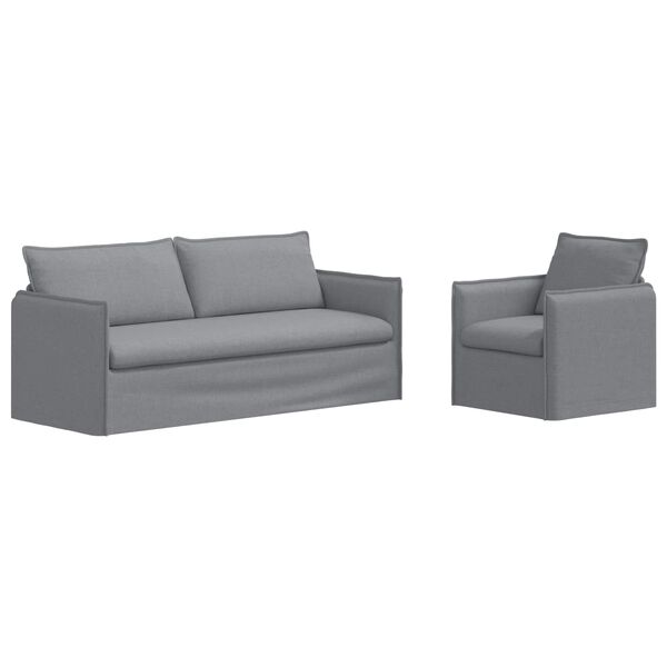 vidaXL Set de canapea 2 pcs Gri deschis 196 x 82 x 85 cm țesătură