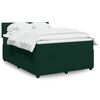 vidaXL Pat box spring cu saltea, verde &icirc;nchis, 140x200 cm, catifea
