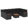 vidaXL Set canapele de grădină cu perne, 10 piese, negru, poliratan