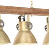 vidaXL Lampă suspendată industrială, alamă, lemn de mango, E27