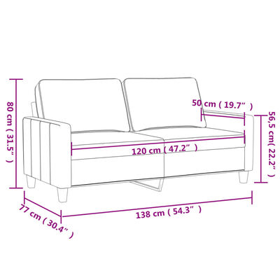 vidaXL Canapea cu 2 locuri, crem, 120 cm, piele ecologică