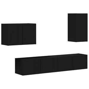 vidaXL Set Dulap pentru Televizor Montat pe Perete 4 pcs Negru