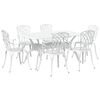 vidaXL Set de masă pentru grădină 7 pcs Alb Aluminiu
