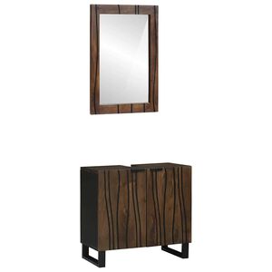 vidaXL Set de mobilier pentru baie cu ușă 2 pcs Maro Nuc Lemn compozit