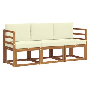 vidaXL Set de canapele de exterior cu pernă 3 pcs Natural și Crem
