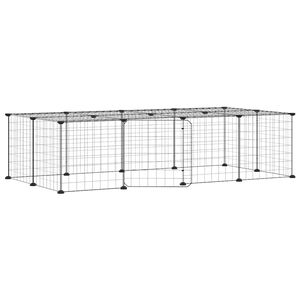 vidaXL Cușcă animale de companie cu ușă 20 panouri negru 140x70x35 cm oțel