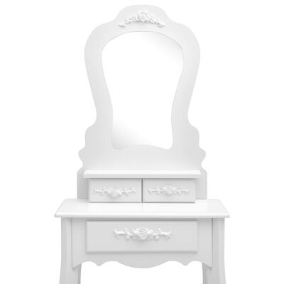 vidaXL Set masă de toaletă cu taburet alb 50x59x136 cm lemn paulownia