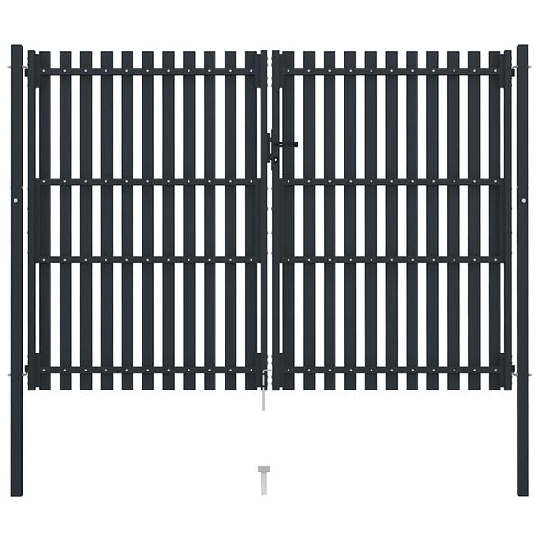 vidaXL Poartă de gard cu ușă dublă, oțel, 300x200 cm, antracit