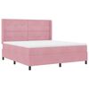 vidaXL Pat cu arcuri cu saltea cu headboard Roz 180 x 200 cm Catifea