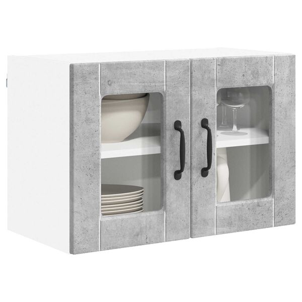 vidaXL Dulap de bucătărie cu raft 2 pcs Gri din beton 60 x 31 x 40 cm
