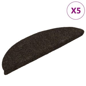 vidaXL Covorașe pentru scări autoadezive, 5 buc., 56x17x3 cm, maro &icirc;nchis, semirotunde