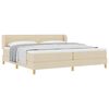 vidaXL Pat cu arcuri cu saltea cu headboard Crem 200 x 200 cm țesătură