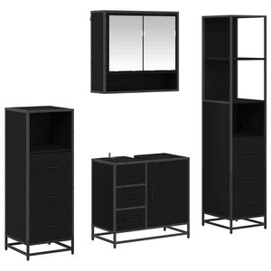 vidaXL Set de mobilier pentru baie 4 pcs Stejar Negru Lemn compozit