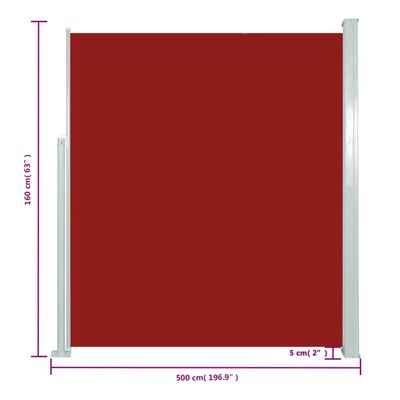 vidaXL Copertină laterală retractabilă, roșu, 160x500 cm