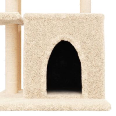 vidaXL Ansamblu de pisici cu stâlpi din funie de sisal, crem, 83,5 cm