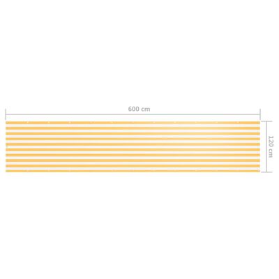 vidaXL Paravan de balcon, alb și galben, 120 x 600 cm, țesătură oxford