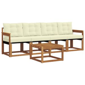 vidaXL Set de canapele de exterior cu pernă 5 pcs Natural și Crem